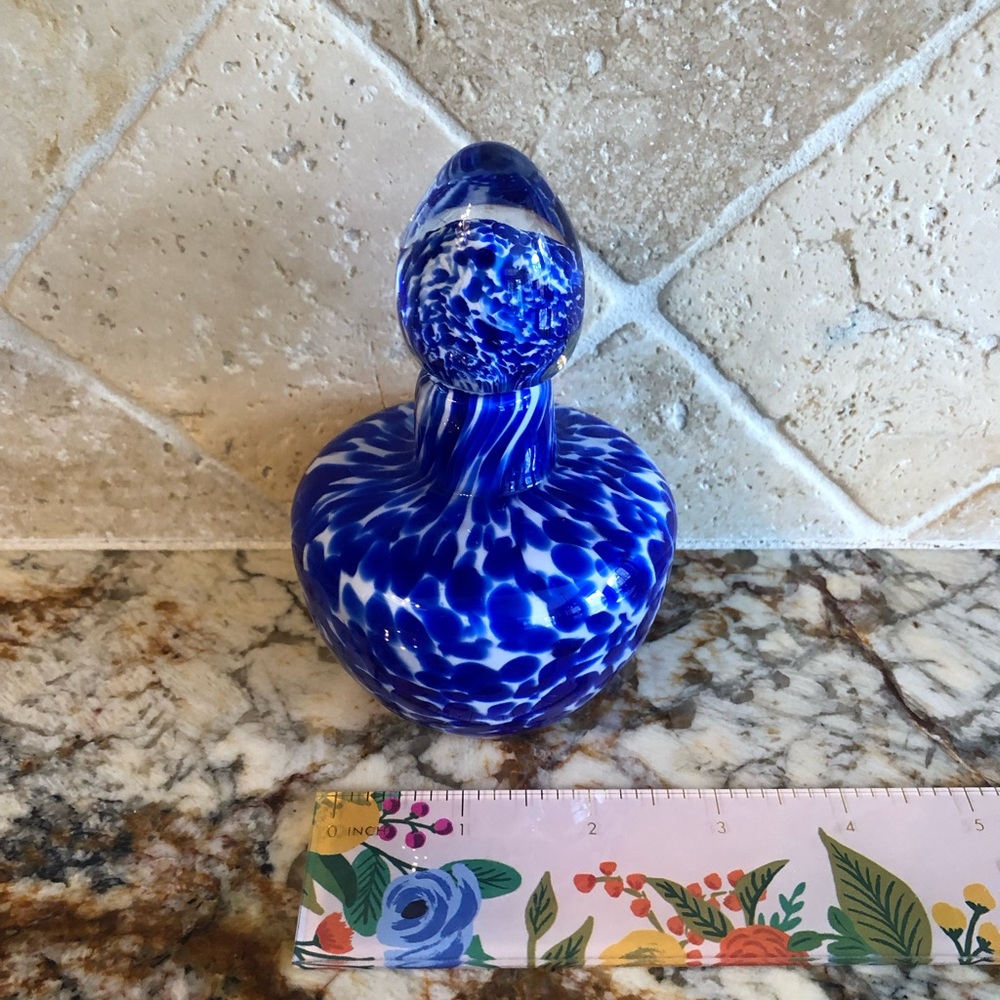 Blue and White Glass Perfume Bottle-EUC - Picture 5 of 7